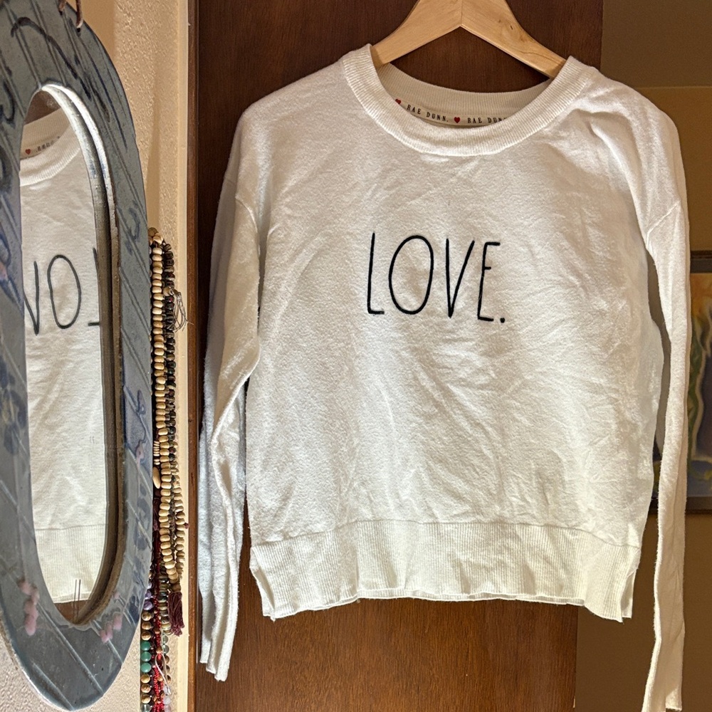 Rae Dunn White Love Sweater